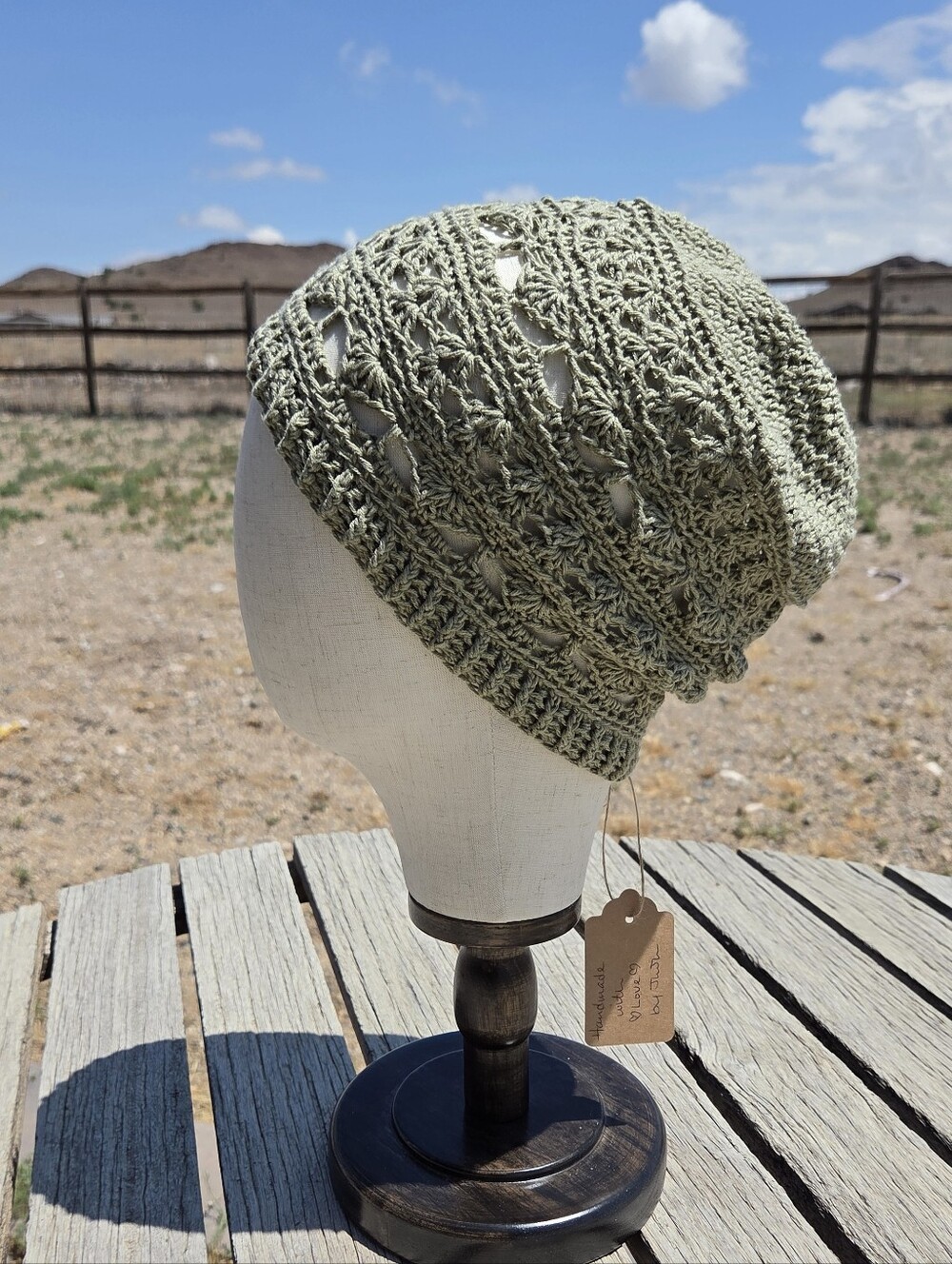 Artisan Handmade Extra-Lightweight Crochet Cotton Blend Lacey Boho Slouch Beanie
